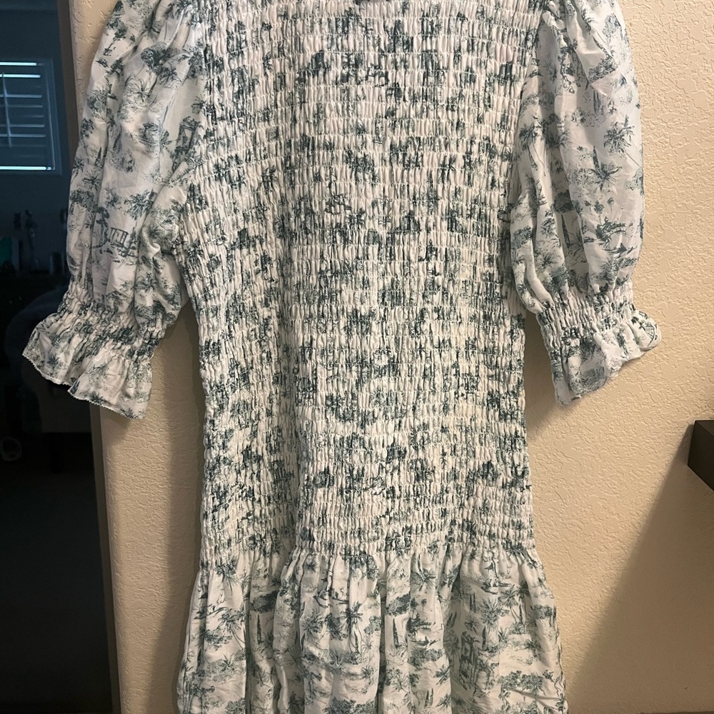 Floral Smocked Mini Dress - Green